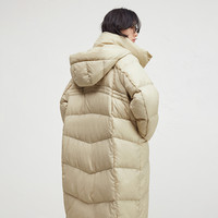 播防寒保暖中长款连帽羽绒服女休闲宽松外套DDR4RD5137 O00 XL