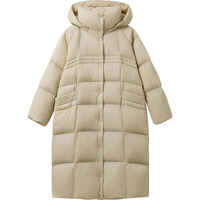 播防寒保暖中长款连帽羽绒服女休闲宽松外套DDR4RD5137 O00伽罗 XS