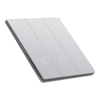 国际电工超薄开关插座面板银色多孔家用一开肤感五孔USB电源插座86型暗装 三开单控【幻月银】