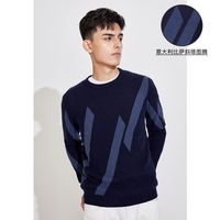 Navigare意大利小帆船秋冬长袖圆领羊毛衫男士时尚休闲百搭毛衣