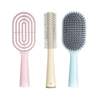名创优品 长柄化妆梳子1把卷发吹造型按摩梳子防静电气垫梳混色发