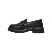 百思图 26春季乐福鞋简约时尚学院风粗跟女单鞋 黑色