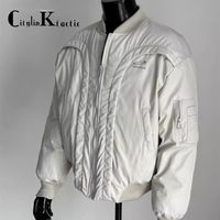 冬季解构弧形设计感小众飞行员棉服机车夹克男加厚保暖棒球服棉衣