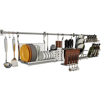 麦斗 304不锈钢厨房多功能置物架壁挂式免打孔墙上厨具用品挂件收纳架 6A（全套）