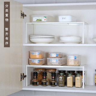 贺里 厨房分层置物架调料收纳分隔储物架锅盖架桌面架子家用大全 黑色款伸缩小号单层调味架