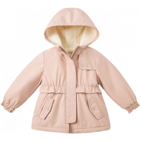 戴维贝拉(DAVE&BELLA)女童连帽外套防水儿童上衣秋冬加绒中大童外衣小孩子衣服童装 粉色 110cm(身高100-110cm)