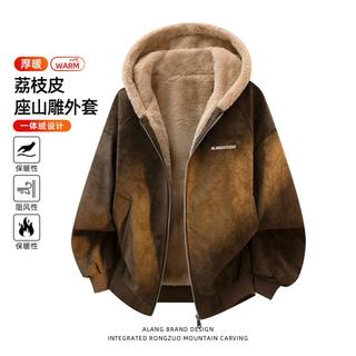 徐太浪 加绒加厚座山雕外套男女款冬季防寒保暖棉服复古PU皮夹克棉衣潮