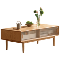 源氏木语实木茶几现代简约客厅橡木岩板茶台家用小户型储物茶桌 1米岩板面茶几