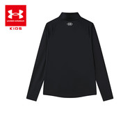 安德玛(Under Armour)童装男大童长袖T恤综训套头上衣立领半开胸休闲儿童运动服 黑色 1