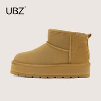 UBZ 2025年感恩回馈女鞋冬季雪地靴女加绒保暖棉鞋短靴子清仓 ULA6770W奶茶 34