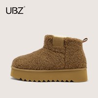 UBZ 2025年感恩回馈女鞋冬季雪地靴女加绒保暖棉鞋短靴子清仓 UWY468746G奶茶 38