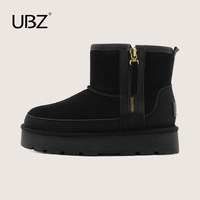 UBZ 2025年感恩回馈女鞋冬季雪地靴女加绒保暖棉鞋短靴子清仓 UW36XA3709H自然黑 38