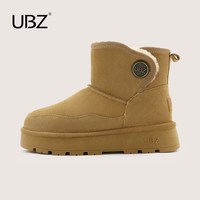 UBZ 2025年感恩回馈女鞋冬季雪地靴女加绒保暖棉鞋短靴子清仓 UW36XA3714H奶茶 38