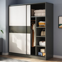 金格羽 衣柜推拉门衣帽架家用收纳柜板式储物柜