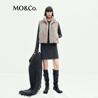 MO&Co.马甲2025冬蓬松素绒厚实高领宽松箱型抽绳夹克外套MBE4WAI002 烟灰色 S /160