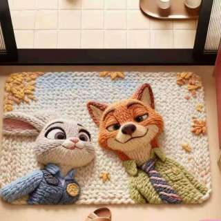 1 疯狂动物城 朱迪尼克 硅藻泥地垫 40*60cm 卡通卫生间门口防滑吸水浴室脚垫