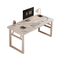 易漫电脑桌折叠免安装书桌梳妆台桌子电竞学习化妆卧室餐桌家用办公桌 可折叠桌子-白色大理石纹-100*60