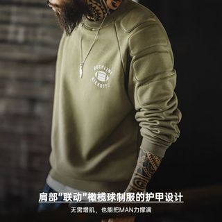 马登 美式加绒圆领卫衣 芥末黄 L