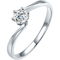 周六福（ZLF）新年礼物  18K金钻石戒指女璀璨闪耀六爪镶嵌订婚求婚结婚钻戒T