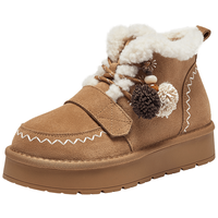 热风（Hotwind）女士高帮雪地靴温暖加厚冬季流苏挂饰厚底增高棉鞋女毛毛鞋 02棕色 38