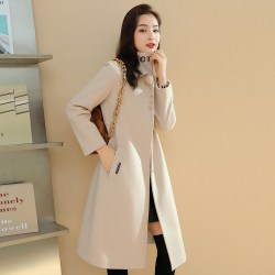 呢子大衣女中长款过膝宽松韩版夹棉加厚毛呢外套女2024冬新款显瘦
