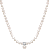 周六福（ZLF）新年珍珠项链女S925银简约百搭优雅淡水珍珠链坠 链坠链长40+3cm