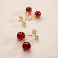 XIYOOMI 石榴石红色本命年耳钉女999纯银轻奢复古耳环时尚气质耳饰 6mm石榴石耳钉 999银针