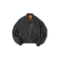 马登 MADEN女装 美式复古MA1飞行员夹克外套vintage纯棉短款上衣秋 黑色 M 黑色 马登 MADEN工装