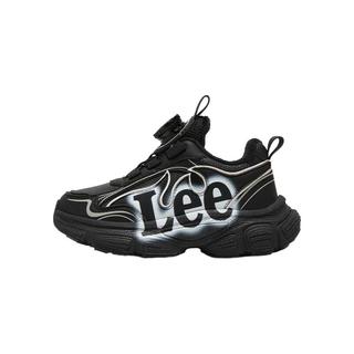 LEE KIDS童鞋2025秋冬季加绒儿童运动鞋女童跑步鞋男大童耐磨休闲老爹鞋 黑色【加绒】 32 【内长20.6cm适合脚长19.6-20.1cm】