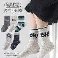 卡拉美拉 男女童卡通棉袜 亲肤透气中筒袜 5双