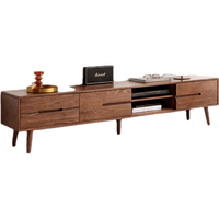 源氏木语全实木移门电视柜简约橡木矮柜北欧地柜小户型客厅储物柜 胡桃色电视柜2000*320*400 组装