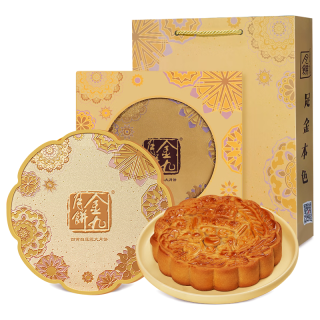 金九月饼 四黄白莲蓉蛋黄手工大月饼 广式中秋月饼团购礼盒装500g
