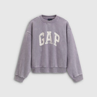 Gap 新款印花logo宽松抓绒卫衣  淡紫色 L (尺码任选）