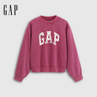 Gap 新款印花logo抓绒圆领卫衣  玫红色 M (多款任选）