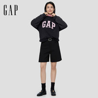 GAP女装2025秋季印花logo宽松蝙蝠袖抓绒圆领卫衣上衣792502 黑色 XS (155/80A)亚洲尺码