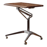 锦需气动升降电脑桌站立式工作台家用写字办公桌小型笔记本可移动书桌 胡桃色71.5x47.5x（75-105）cm