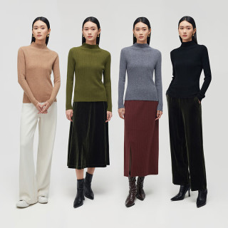 皮皮狗 100％羊绒 秋冬新款半高领羊绒衫