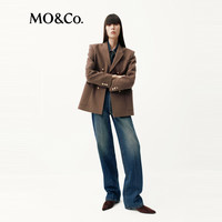 MO&Co.牛仔裤2025冬靛蓝棉质金属链饰中腰直筒手擦中线MBE4JEN006 牛仔蓝色 L 28
