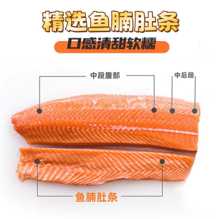 海渔链国产三文鱼刺身级 冰鲜三文鱼切片 三文鱼生鱼片 三文鱼400g肚腩条油脂更丰富