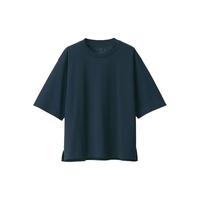無印良品 MUJI（無印良品 ） 女式 凉感 宽版短袖T恤 休闲百搭 BBA18A3S 藏青色 S