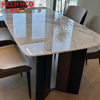 MLLHHCO德国品牌高档天然超晶石餐桌极简约现代长方形大理石餐桌高级微晶 超晶石铝合金餐桌2*0.9 一桌