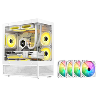 九尾狐T3 海景房MINI电脑机箱台式机 双面玻璃全侧透明/支持MATX主板/240水冷/7风扇位/USB3.0/270°全景 九尾狐T3-白色+7个皎月白色彩光风扇