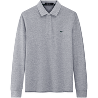 七匹狼长袖T恤男士【固色耐洗】纯棉小狼标翻领商务休闲POLO上衣服男 185/100A/XXXL 005(浅灰)