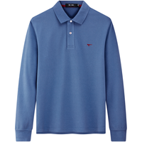 七匹狼长袖T恤男士【固色耐洗】纯棉小狼标翻领商务休闲POLO上衣服男 185/100A/XXXL 103(灰蓝)