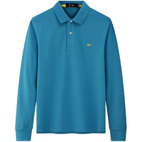 七匹狼长袖T恤男士【固色耐洗】纯棉小狼标翻领商务休闲POLO上衣服男 175/92A/XL 109(天蓝)