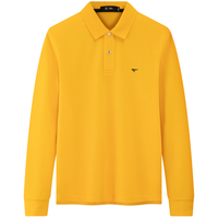 七匹狼长袖T恤男士【固色耐洗】纯棉小狼标翻领商务休闲POLO上衣服男 180/96A/XXL 608(桔黄)