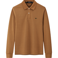 七匹狼长袖T恤男士【固色耐洗】纯棉小狼标翻领商务休闲POLO上衣服男 190/104A/XXXXL 303(咖啡)