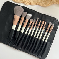 雅空保姆级带字送包！化妆刷套装超柔软毛刷便携眼影刷11支装全套 11支化妆刷+黑色收纳包 人造纤维