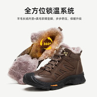 骆驼（CAMEL）2023冬季羊毛加绒厚底磨砂牛皮保暖城市户外徒步鞋男 G13W307076 黑色 3