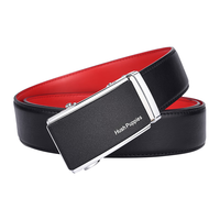 暇步士（Hush Puppies）本命年马年红腰带男真皮自动扣头层牛皮红色皮带裤带商务高端奢品 外黑内红948W 130cm